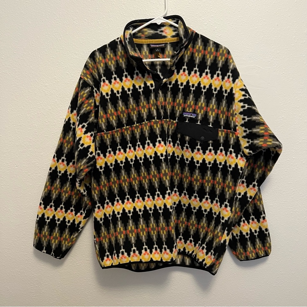 Patagonia Synchilla Snap T Fleece Pullover Forest Carpet  Aztec Print